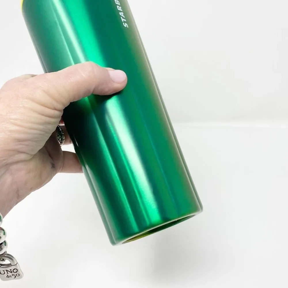 STARBUCKS LIME SPECKLE STAINLESS STEEL COLD CUP VENTI‎ NWT